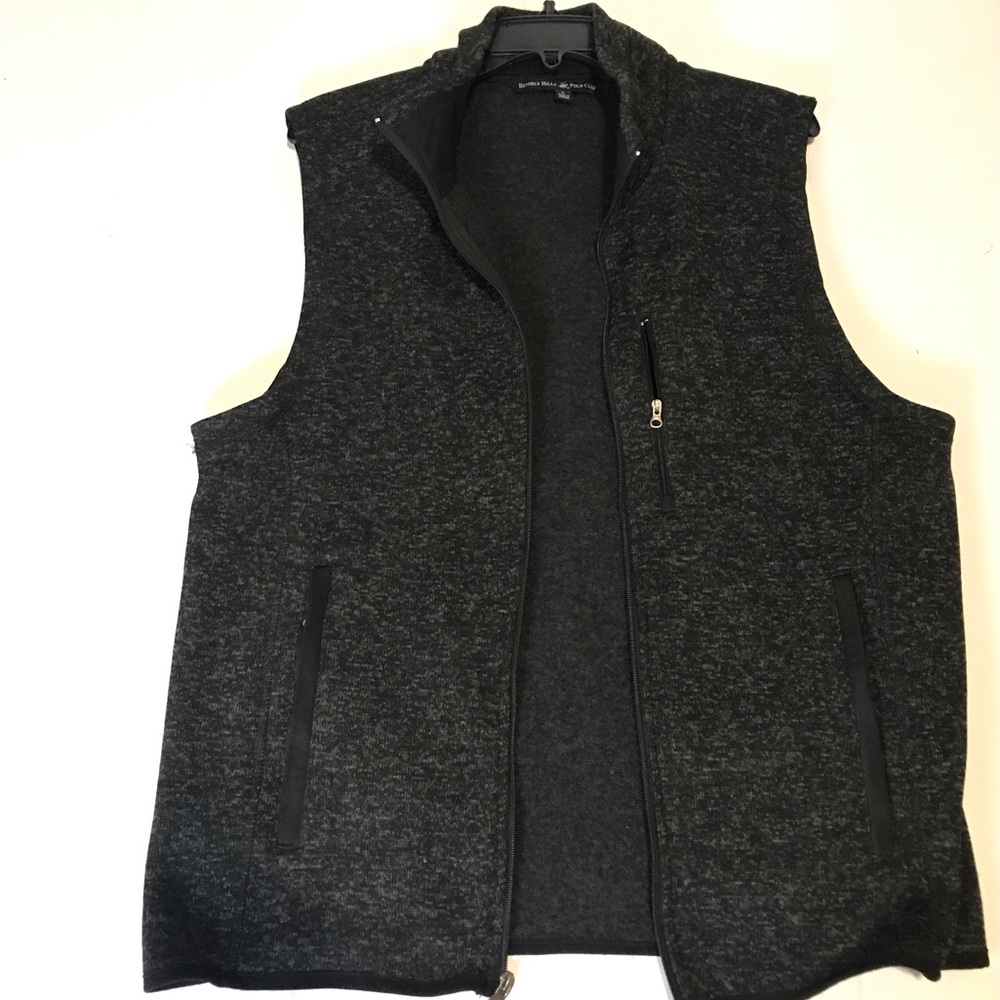 Beverly Hills Polo Club Vest Gray Zip Up Men's Size L